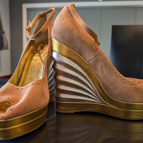 YSL Suede and metallic wedges size 37 - Picture 12 of 12